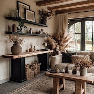 Étagère flottante rustique en bois - Rangement mural fait main