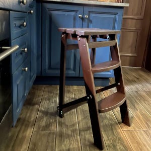 Handcrafted Oak Folding Stepladder – Portable, Compact, Versatile Step Stool for Home, Kitchen & Workshop