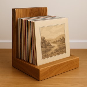 Wooden Vinyl Record Stand – Handmade Organizer for Convenient and Elegant Storage