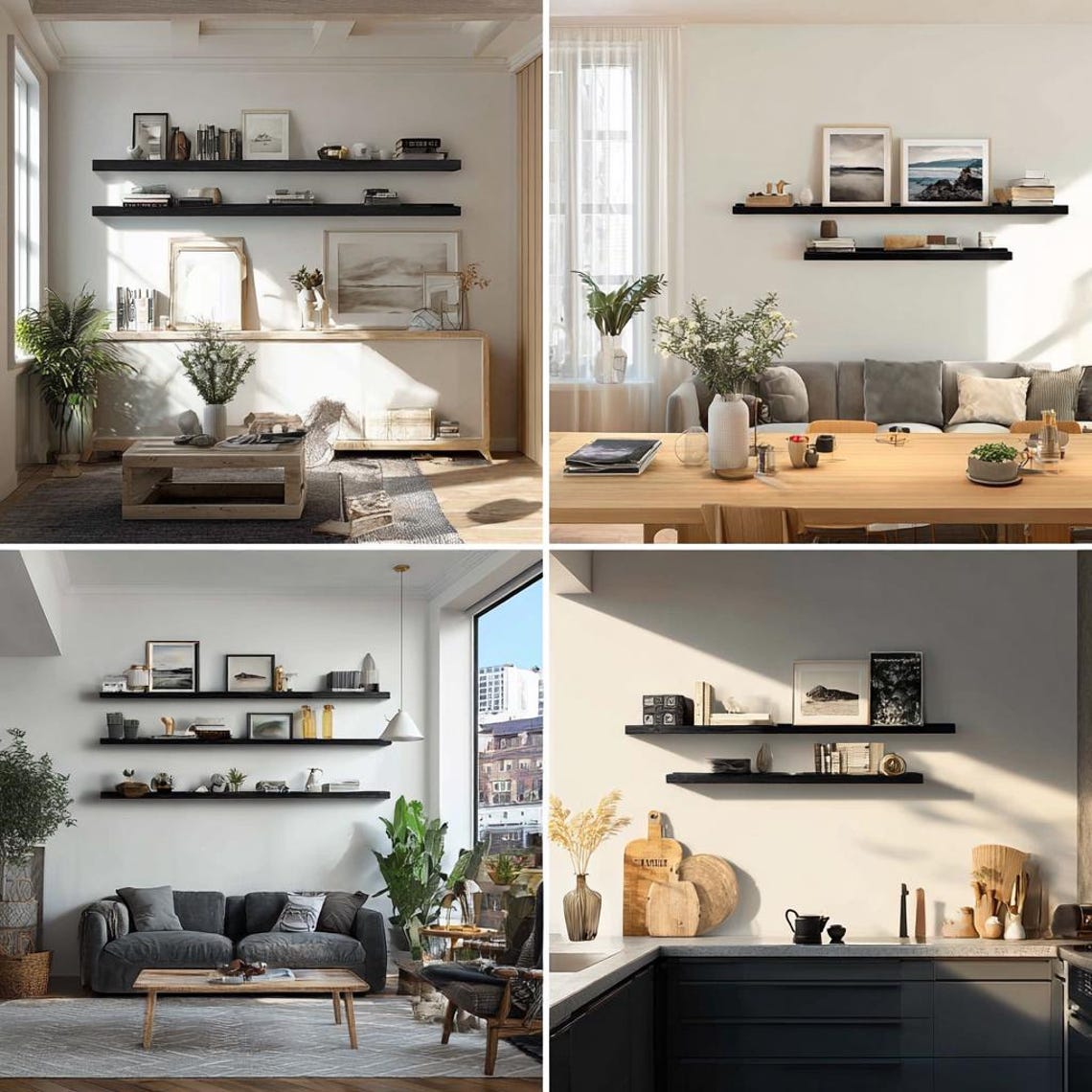 Minimalist Wooden Floating Shelf – Handmade Solid Wood Wall Shelf ...