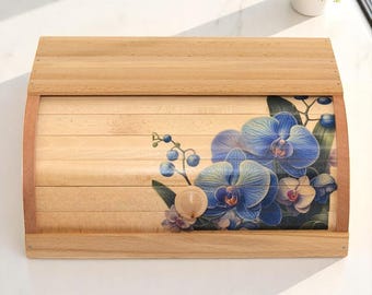 Custom Handmade Bread Box – Rustic Beech Wood Storage for Countertop – Modern Kitchen Organizer