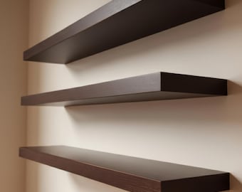 Decorative Wooden Floating Shelf – Handmade Solid Wood Wall Shelf, Rustic Farmhouse Style, Minimalist Wall Storage Solution