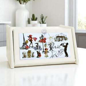 Wooden Bread Box &quot;Paris&quot; – Rustic Bread Storage Container, Kitchen Organizer, Farmhouse Style, Perfect New Home Gift