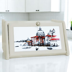 Wooden Bread Box &quot;Venice&quot; – Rustic Bread Storage Container, Kitchen Organizer, Farmhouse Style, Perfect New Home Gift