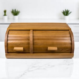 Wooden Bread Box with Two Compartments – Perfect for Storing Bread in Rustic Style on Your Kitchen Counter