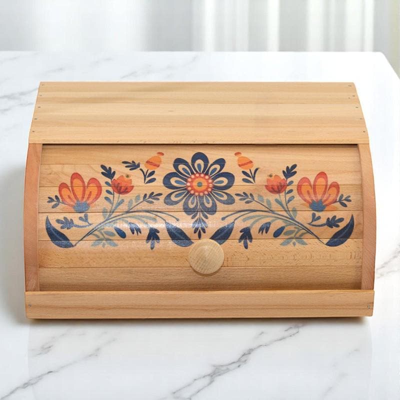 Vintage Handmade Bread Box – Rustic Beech Wood Kitchen Organizer for Countertop Storage – Durable and Stylish Bread Keeper