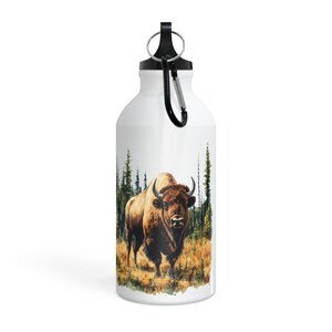 Majestätischer Bison in der Wildnis-Sportwasserflasche für Outdoor-Liebhaber, Wandergeschenk, Camp-Trinkwasser, umweltfreundliche Reiseflaschen, Abenteuerausrüstung