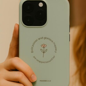Floral Christian Phone Case | Proverbs 31:26 Scripture iPhone 15 14 13 | Bible Verse Gift