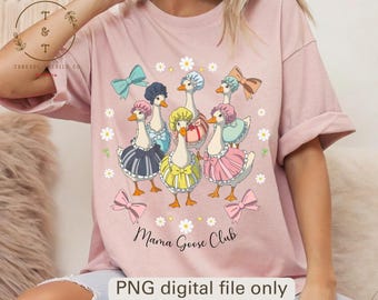 Ganso coqueto (Png), Club de Mamá Ganso, Ganso estilo cottagecore caprichoso (Png), Floral primaveral (Png) Día de la Madre (Png), Femenino (Png), Lazo coqueto, Pato (Png)