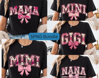 Retro Mama Floral Glitter Bundle PNG, Spring Floral Png, Preppy Mama png, Mama Flowers, Mothers Day Png, Coquette Bow png, Christian Mom png