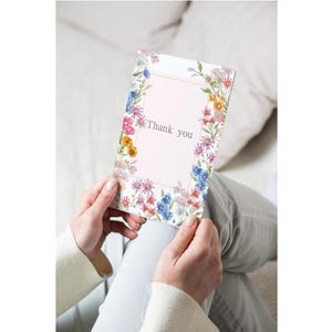 Tarjeta de agradecimiento IMPRIMIBLE - Tarjeta de agradecimiento con flores - Tarjeta de agradecimiento floral - Tarjeta imprimible - Tarjeta de agradecimiento - Tarjeta floral - Bonita tarjeta de agradecimiento