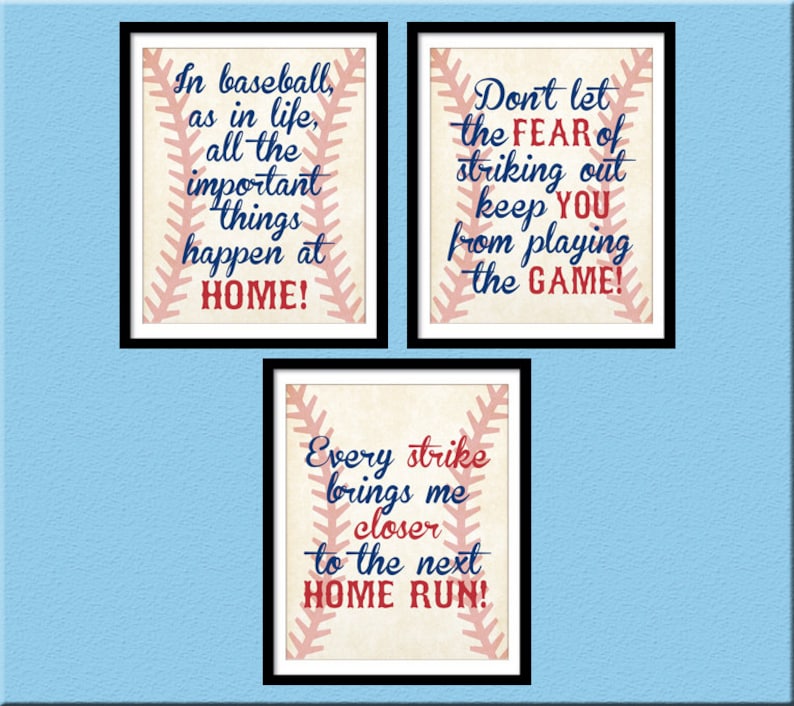 INSTANT DOWNLOAD Baseball Quotes Boy Room Decor Home Run Etsy