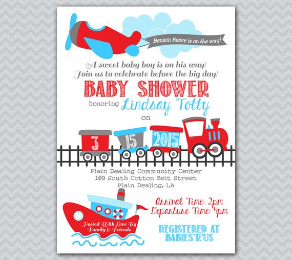 Planes and Trains Baby Shower Invitation Plane Invite Train Etsy