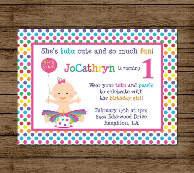 Customized Birthday Invitation Tutu Cute Party 1st 2nd 3rd Etsy