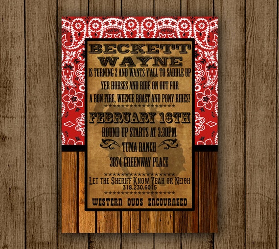 Country Western Birthday Invitations 8