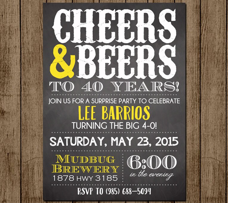 Cheers And Beers Birthday Invite Beers And Cheers Man Etsy