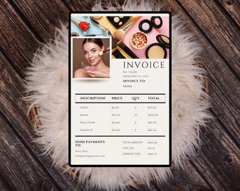 Modèle de facture pour entreprise de beauté : formulaire canva modifiable (PDF)