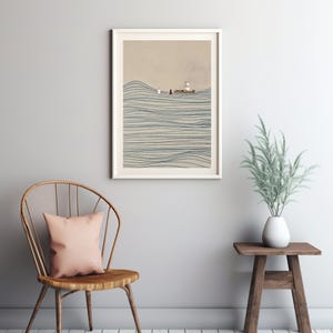 Jesus and Peter Walk on Water DIGITAL DOWNLOAD, Bible Art, Modern Bible Verse Wall Art, Jesus print, Bible Sketch, Boho Scripture Home Decor