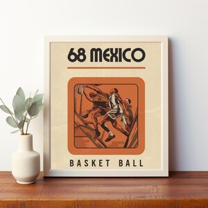 Vintage 68 Mexico Basketball Poster - Retro Sports Art - Instant Download Wall Art for Basketball Enthusiasts