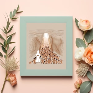 Moses Parting the Red Sea DIGITAL DOWNLOAD, Christian Bible Art, Crossing the Red Sea Modern Art, Jesus print, Bible Sketch, Boho Scripture
