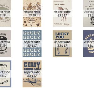Set of 10 Retro Western Posters Vintage Cowboy Prints Blue Western Gallery Wall Art Western Print Bundle Southwestern Decor Home Decor