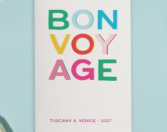 Diario y planificador de viaje personalizado para un solo viaje, Bright Rainbow Bon Voyage