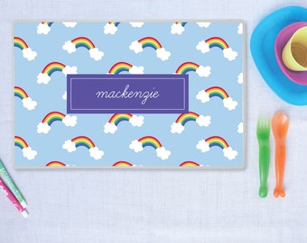 Rainbow Personalized Kids Placemat, Custom Laminated Table Decor for Children, Gift for Girl or Boy