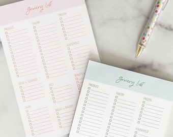 Simple Weekly Grocery Store List Organizer, Pink or Blue, Shopping Notepad, Market List