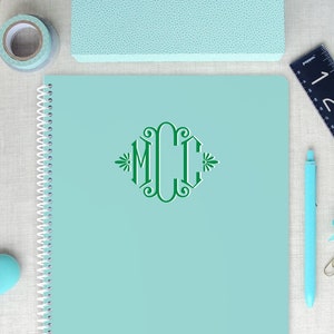 Elegant Monogram Spiral Notebook or Sketchbook, Single or Three Initial Option, Multi Color, Two Sizes, Blank or Line Pages Personalize Gift image 1