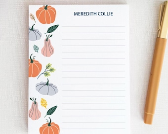 Bloc de notas personalizado de calabaza preppy, lista de tareas de otoño personalizada, regalo de temporada de otoño