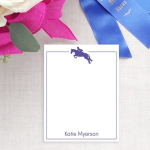 Equestrian Silhouette Personalized Notepad, Small Notepad To Do List, Custom Colors, Horseback Riding Gift