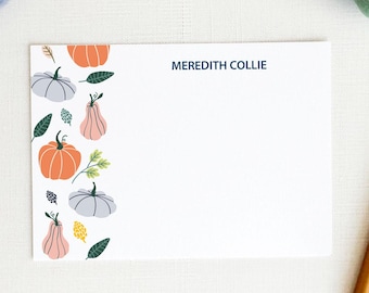 Juego de papelería personalizado de calabaza preppy, tarjeta de notas de otoño de temporada, tarjeta de agradecimiento de otoño personalizada