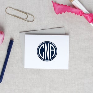 Solid Circle Monogram Klappkarten, 10er-Set Personalisiertes Briefpapier