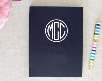 Monogram Hardback Journal, Custom Blank Book, Writing Journal, Lined Interior Pages, Gift for Writers