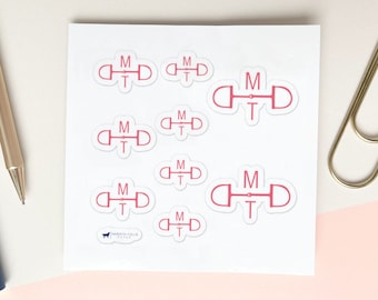 Equestrian Monogram Vinyl Stickers, Custom Colors, Multiple Sizes per Sheet
