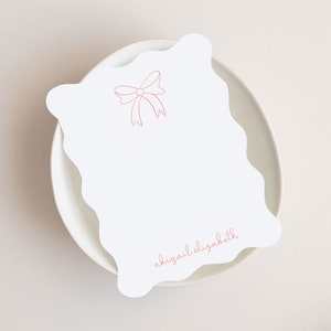 Preppy Bow personalisiertes Briefpapier, Set mit 10 flachen Nachricht Karten, passen Sie Farben an, feminines Briefpapier, dankeschön Notizen, Kinder Mädchen Baby