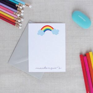 Rainbow Personalized Children’s Stationery, Set of 10 Custom Flat Note ...