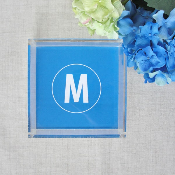 Monogram Square Lucite Tray, Personalized Acrylic Tray, Custom Color, Small Catchall, Home Decor