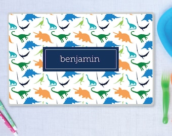 Dinosaur Personalized Kids Placemat, Laminated Placemat, Gift for Boy or Girl