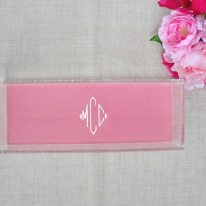Monogram Skinny Lucite Tray, Personalized Acrylic Catch All, Custom Colors