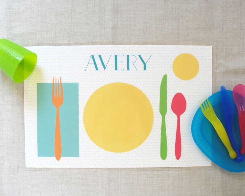 Learn to Set the Table Placemat, Personalized Children Placemat, Toddler Placemat, Gift for Kids, Preschool Age, Montessori Practical Life image 2