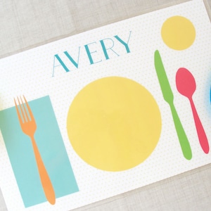 Learn to Set the Table Placemat, Personalized Children Placemat, Toddler Placemat, Gift for Kids, Preschool Age, Montessori Practical Life image 1
