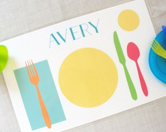 Learn to Set the Table Placemat, Personalized Children Placemat, Toddler Placemat, Gift for Kids, Preschool Age, Montessori Practical Life