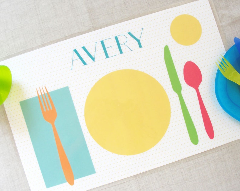 Learn to Set the Table Placemat, Personalized Children Placemat, Toddler Placemat, Gift for Kids, Preschool Age, Montessori Practical Life image 1