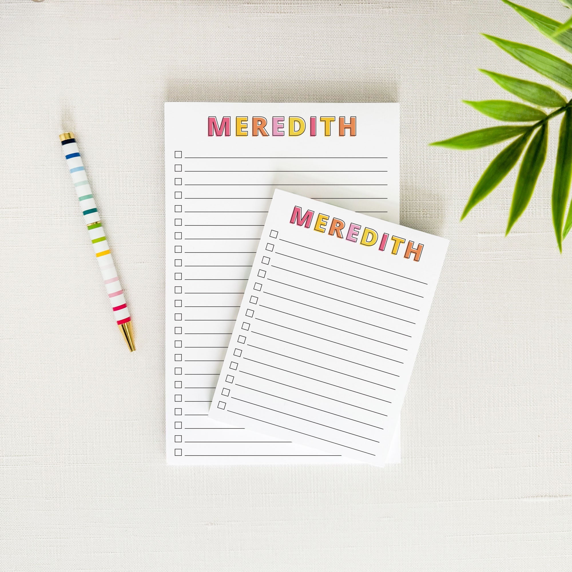 Outline Drop Shadow Personalized Notepad, Small Medium Two Piece Gift ...