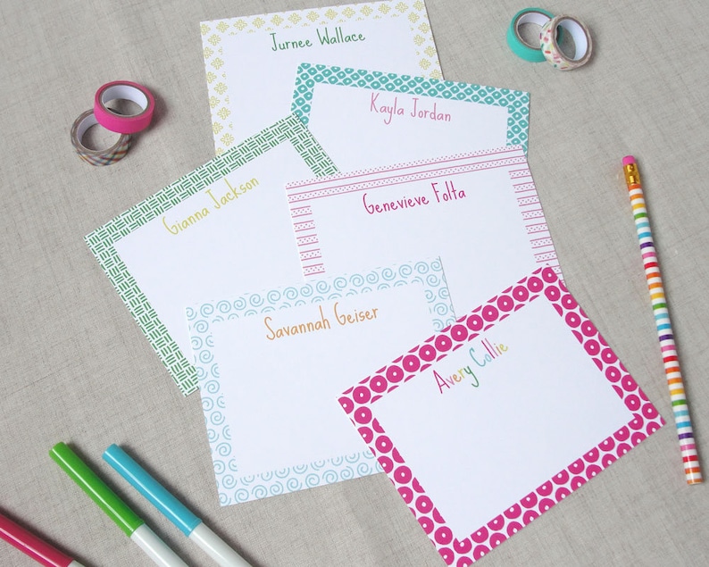 Personalized Childrens Stationery Custom Preppy Kids Thank Etsy