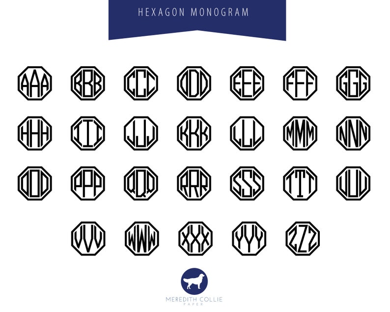 Wood Mounted or Self Inking Stamp Personalized Rubber Stamp Solid Hexagon Monogram Return Address Stamp