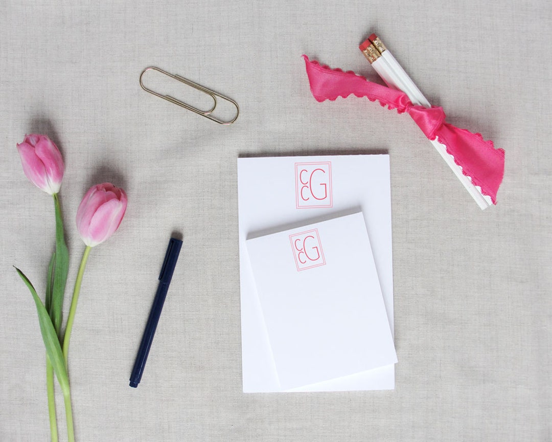 Stacked Monogram Personalized Notepad, Custom Colors, Small Medium or ...