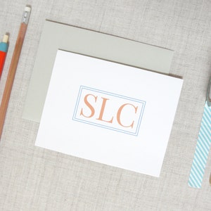 Papeterie monogramme à trois lettres, lot de 10 cartes de correspondance pliées personnalisées, couleurs personnalisées, cadeau masculin monogramme