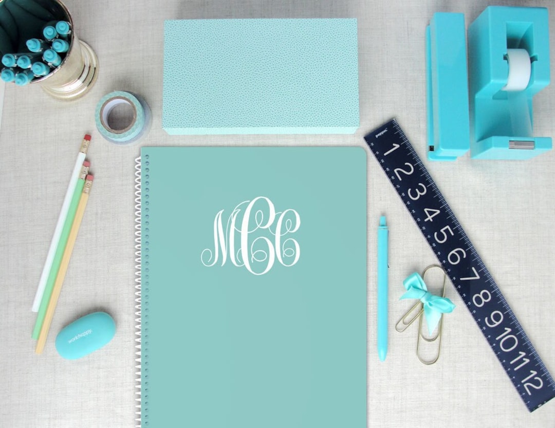 Monogram Spiral Notebook, Personalized Regular Size With Lined Pages ...